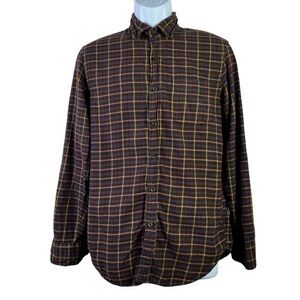 J.Crew Men’s Casual Shirt Button Down Plaid Brown Size S